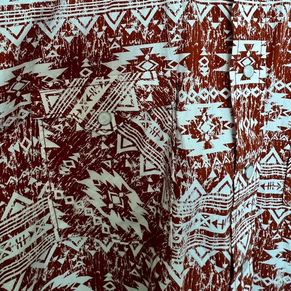 Cowboy Mens Horizontal Distressed Aztec Pearl Snap Button Down Longsleeved Shirt - Picture 6 of 8